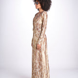 abito lungo con manica lunga PRINTED MARTINI E02263022 GOLD ANIMAL ramy brook 