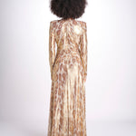 abito lungo con manica lunga PRINTED MARTINI E02263022 GOLD ANIMAL ramy brook 