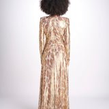 abito lungo con manica lunga PRINTED MARTINI E02263022 GOLD ANIMAL ramy brook 