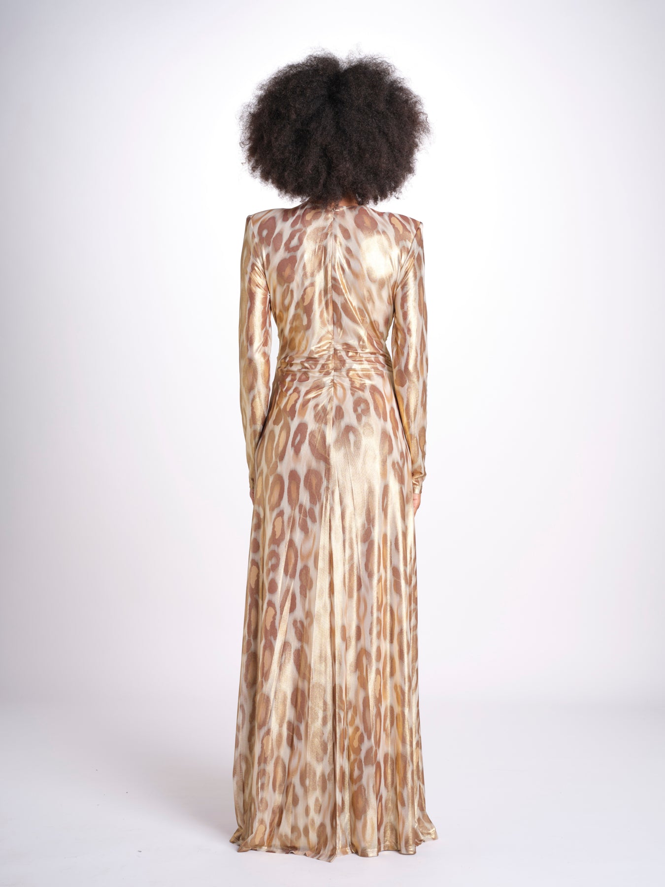 abito lungo con manica lunga PRINTED MARTINI E02263022 GOLD ANIMAL ramy brook 
