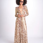 abito lungo con manica lunga PRINTED MARTINI E02263022 GOLD ANIMAL ramy brook 