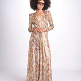 abito lungo con manica lunga PRINTED MARTINI E02263022 GOLD ANIMAL ramy brook 
