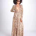 abito lungo con manica lunga PRINTED MARTINI E02263022 GOLD ANIMAL ramy brook 