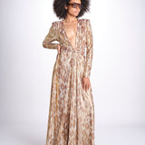 abito lungo con manica lunga PRINTED MARTINI E02263022 GOLD ANIMAL ramy brook 