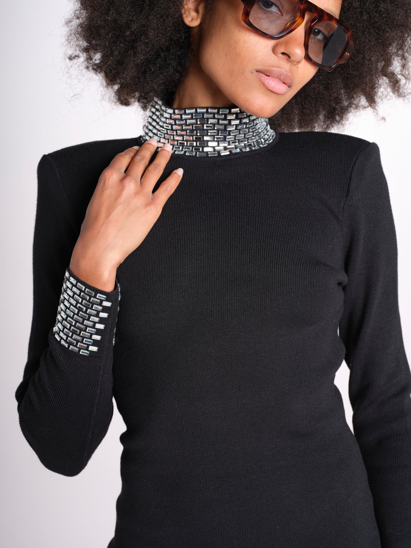 abito strass 10043 BLK retrofete 