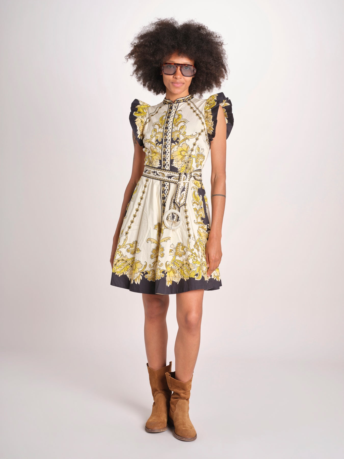 miniabito stampato BARONESSA PAPYRUS.GOLD.BLACK scarlett poppies 