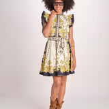 miniabito stampato BARONESSA PAPYRUS.GOLD.BLACK scarlett poppies 