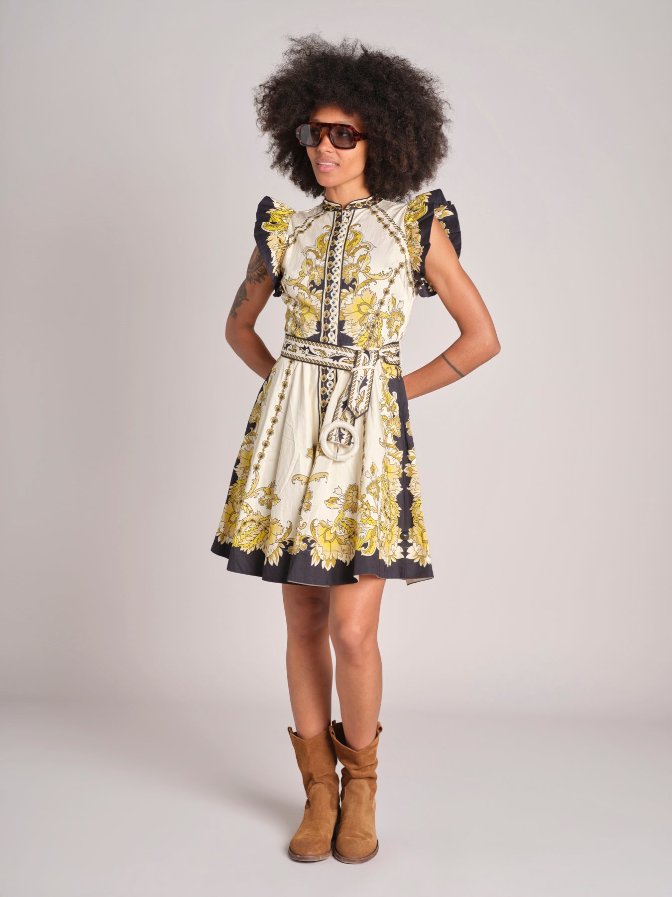miniabito stampato BARONESSA PAPYRUS.GOLD.BLACK scarlett poppies 