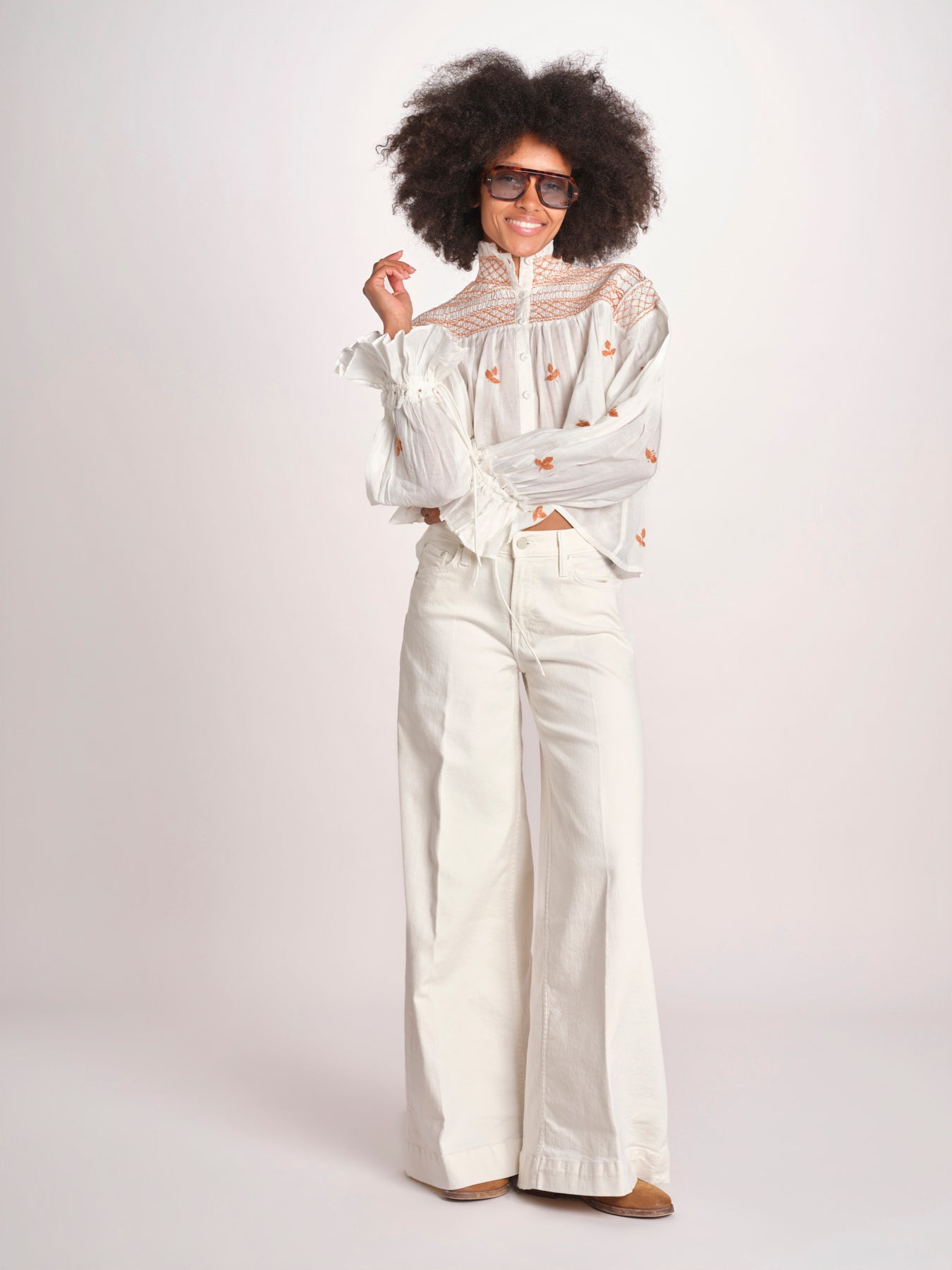 camicia con punto smoke NOVELLE PAPYRUS.ORANGE scarlett poppies 