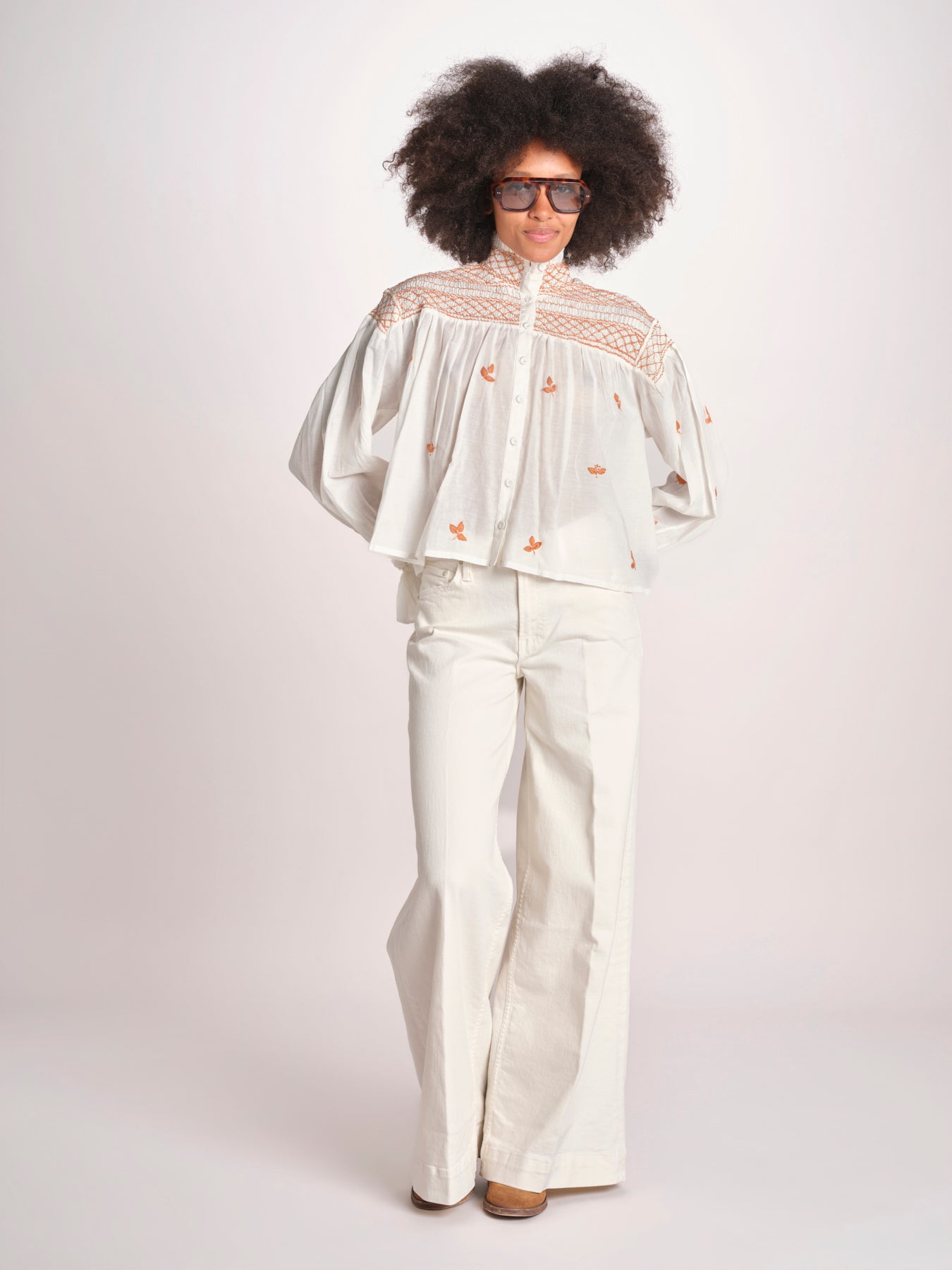 camicia con punto smoke NOVELLE PAPYRUS.ORANGE scarlett poppies 