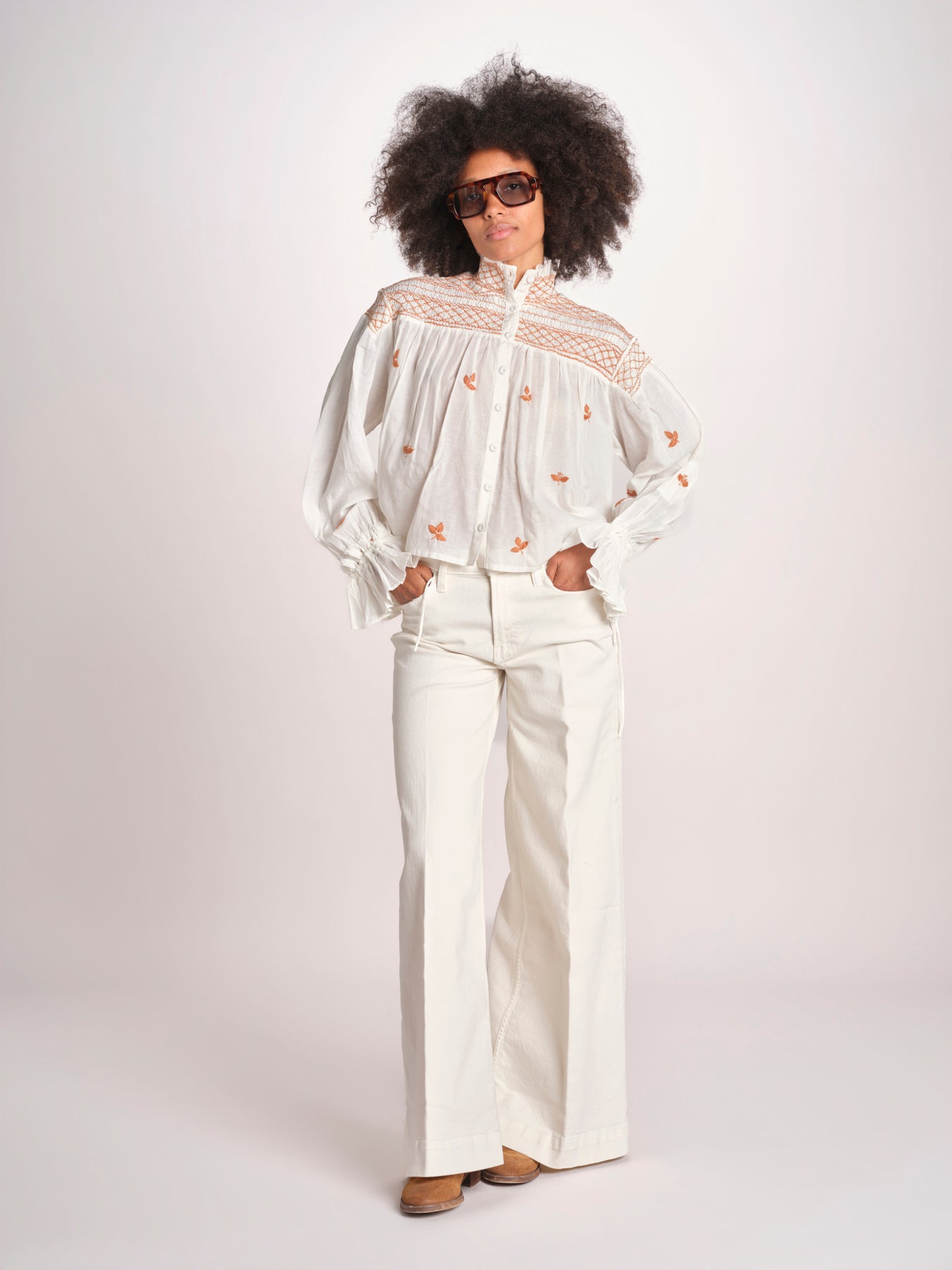 camicia con punto smoke NOVELLE PAPYRUS.ORANGE scarlett poppies 