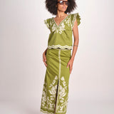 gonna lunga stampa a fiori SANDINA CALLA GREEN scarlett poppies 