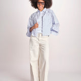 camicia con fiori applicati SIENA WINDSURFER BLU scarlett poppies 