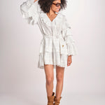 miniabito con rouches SOLEDAD SIMPLY WHITE scarlett poppies 