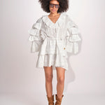 miniabito con rouches SOLEDAD SIMPLY WHITE scarlett poppies 
