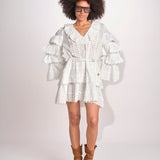 miniabito con rouches SOLEDAD SIMPLY WHITE scarlett poppies 