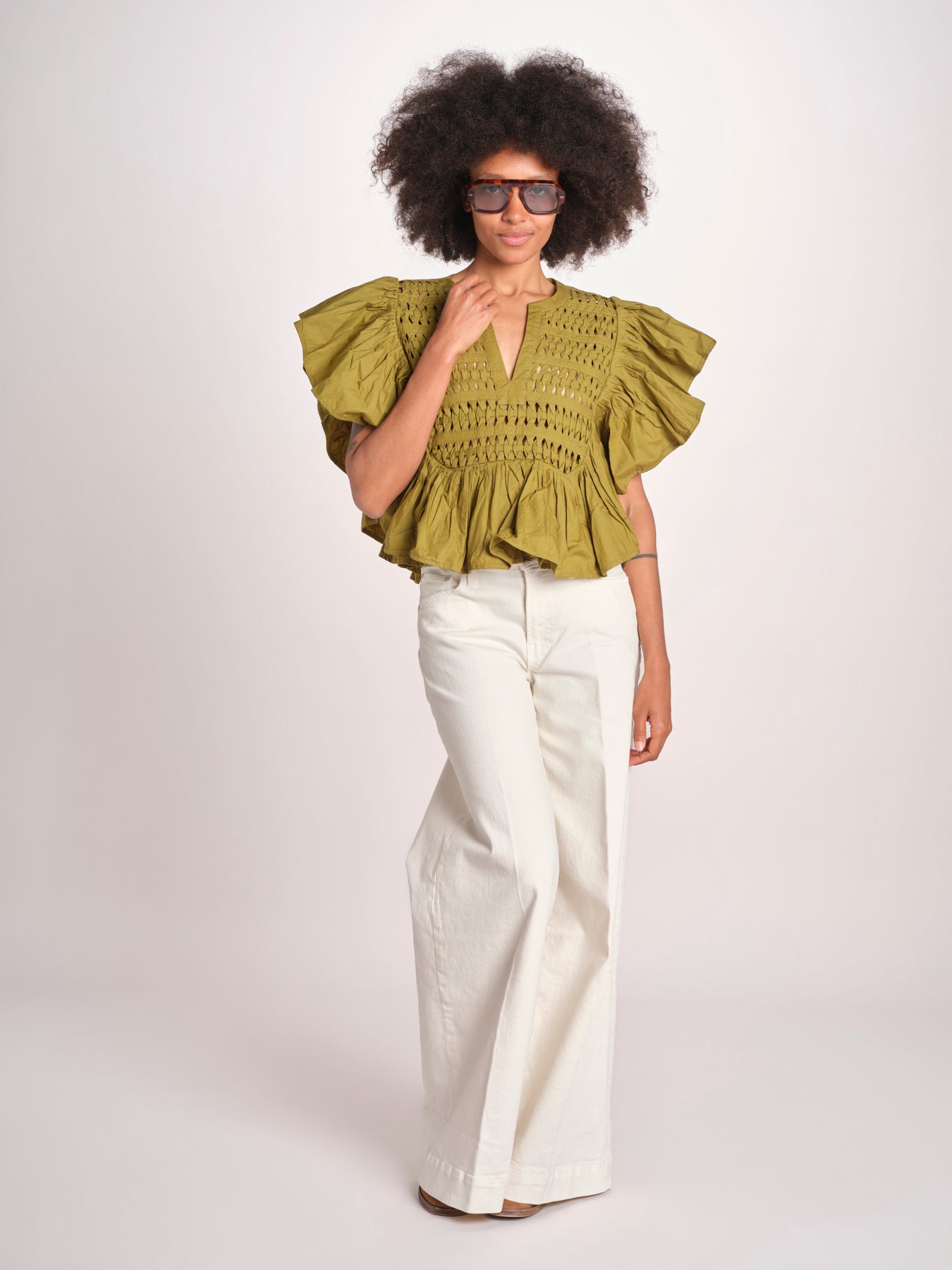 camicia con maniche a sbuffo TOMMIE KOMBU GREEN scarlett poppies 