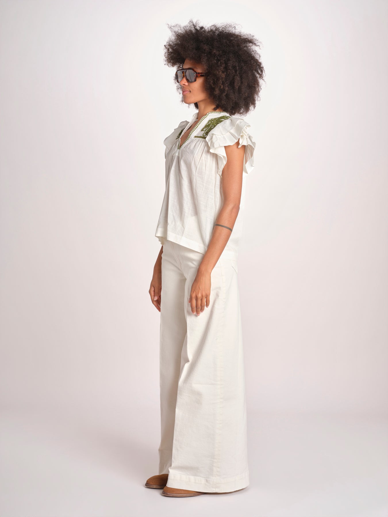 top con intarsio macrame VANIA PAPYRUS.CALLEGREEN scarlett poppies 