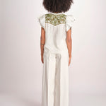 top con intarsio macrame VANIA PAPYRUS.CALLEGREEN scarlett poppies 