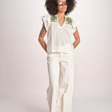 top con intarsio macrame VANIA PAPYRUS.CALLEGREEN scarlett poppies 