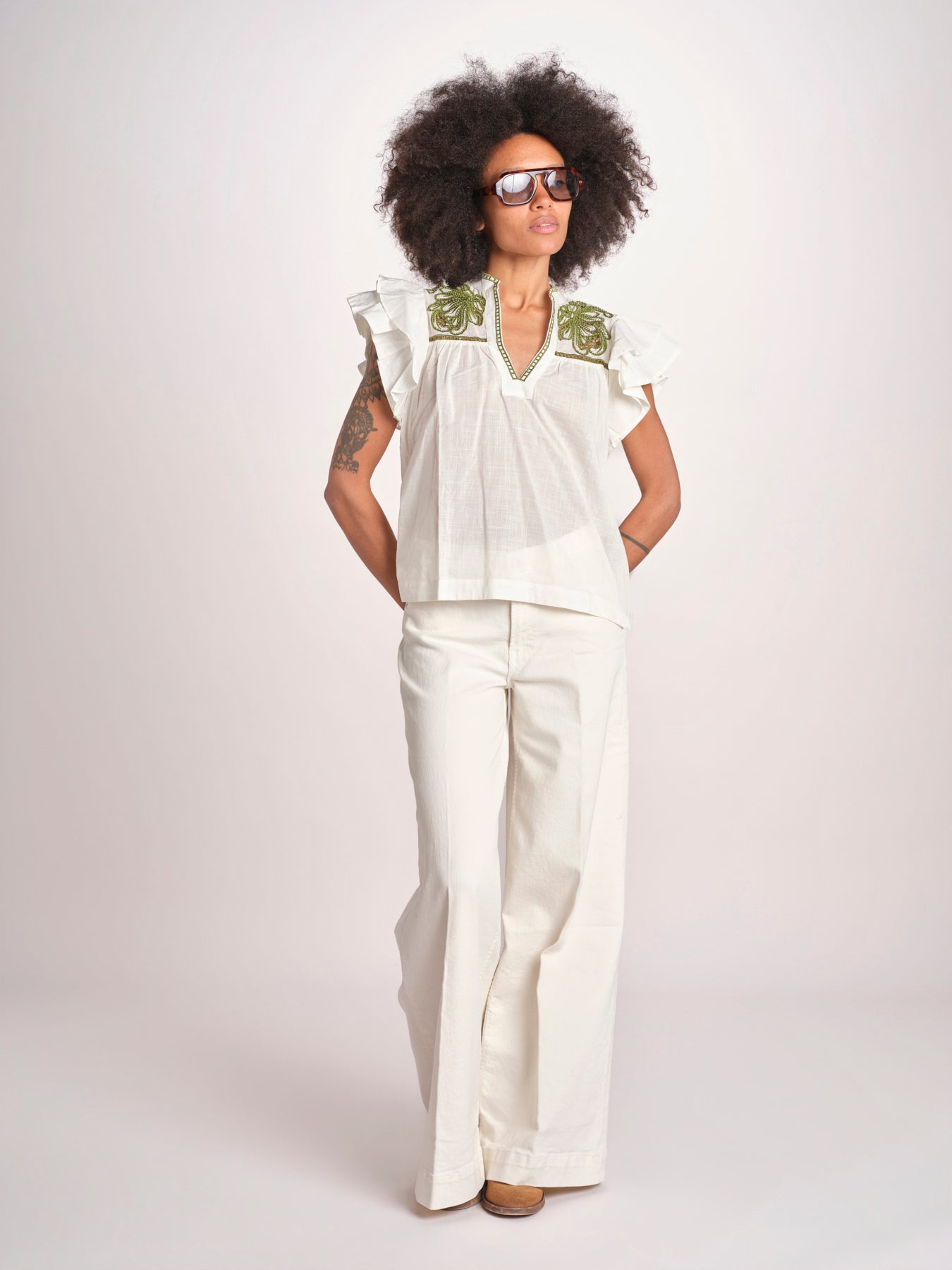 top con intarsio macrame VANIA PAPYRUS.CALLEGREEN scarlett poppies 