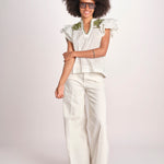 top con intarsio macrame VANIA PAPYRUS.CALLEGREEN scarlett poppies 
