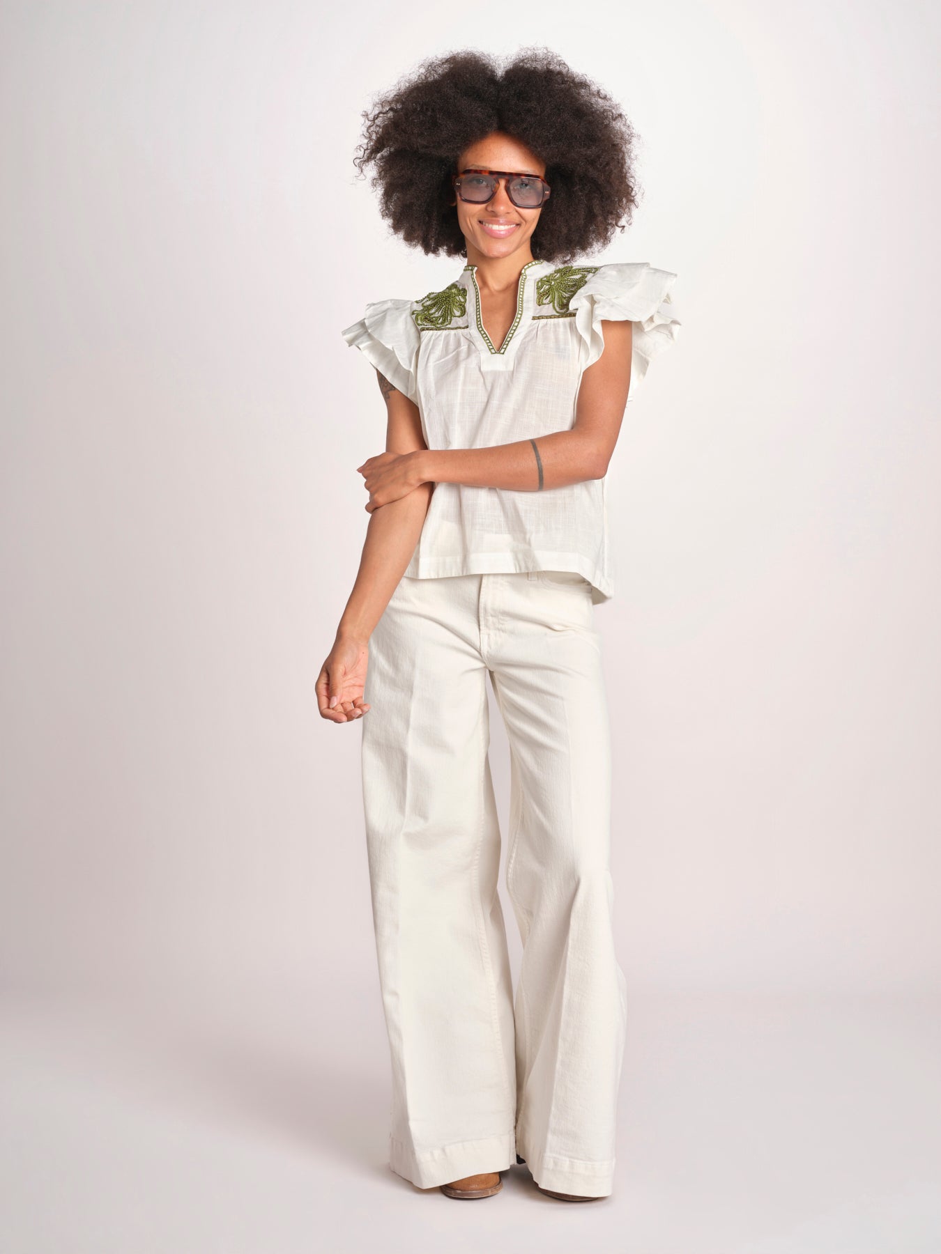 top con intarsio macrame VANIA PAPYRUS.CALLEGREEN scarlett poppies 