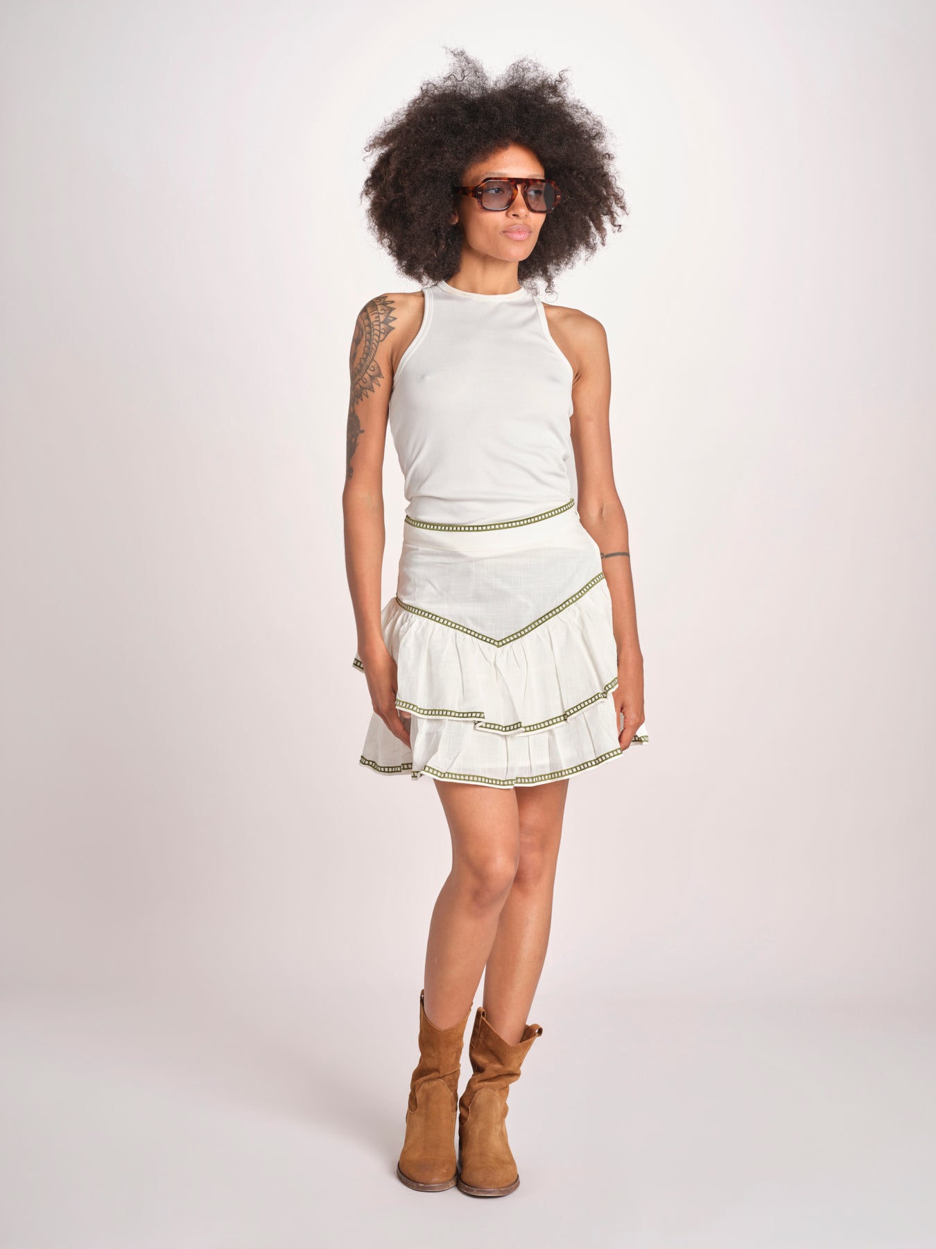 minigonna con intarsio VANNIE PAPYRUS scarlett poppies 