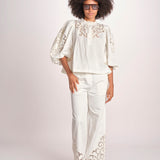 pantalone con intarsio VEMOZA PAPYRUS scarlett poppies 
