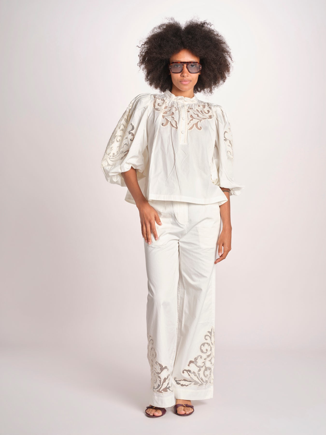 pantalone con intarsio VEMOZA PAPYRUS scarlett poppies 