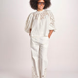 pantalone con intarsio VEMOZA PAPYRUS scarlett poppies 