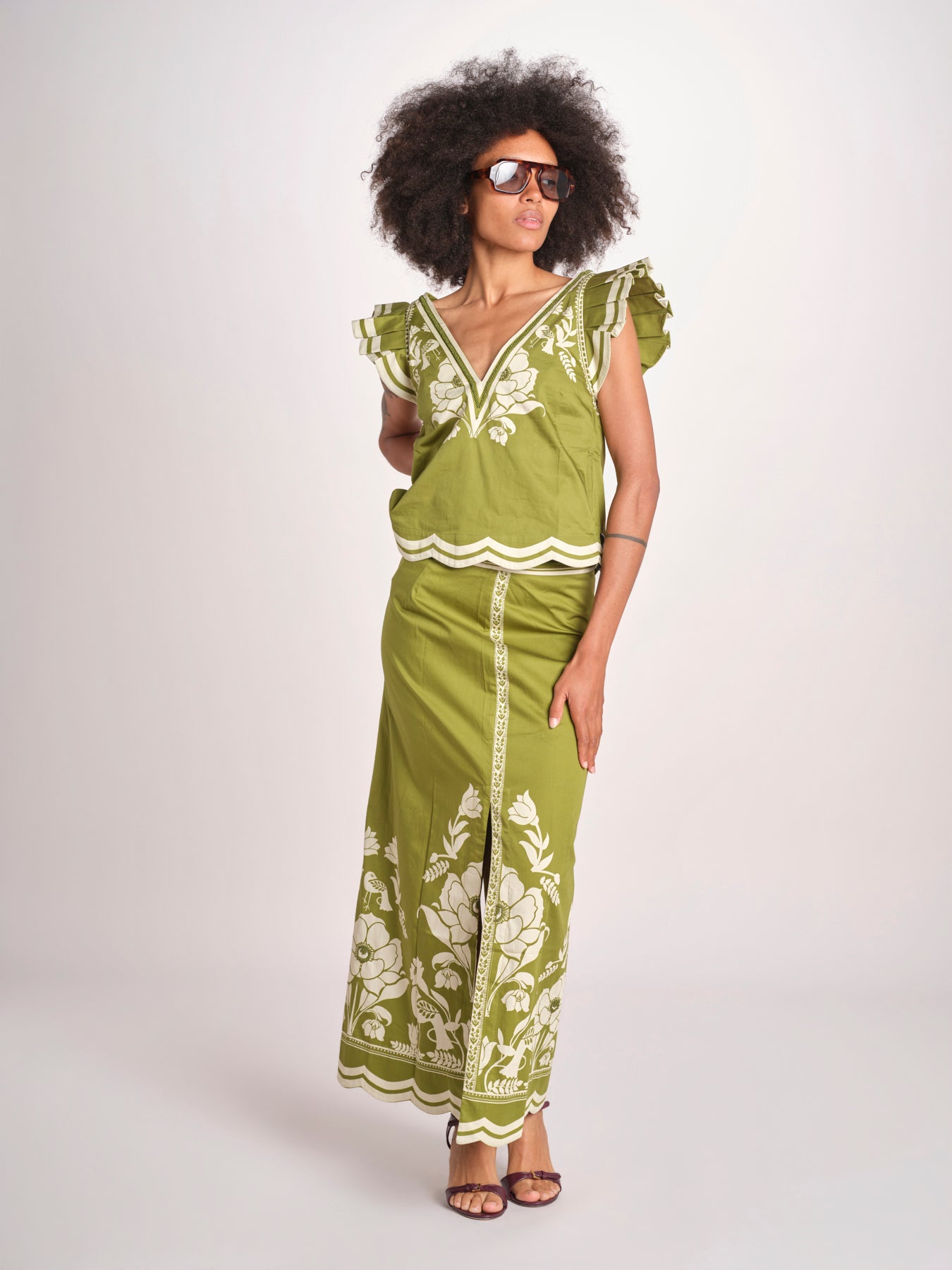 top con stampa a fiori VITTORE CALLA GREEN scarlett poppies 