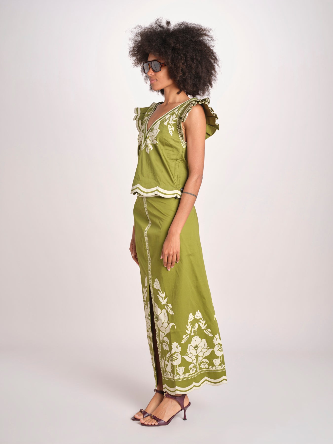 top con stampa a fiori VITTORE CALLA GREEN scarlett poppies 