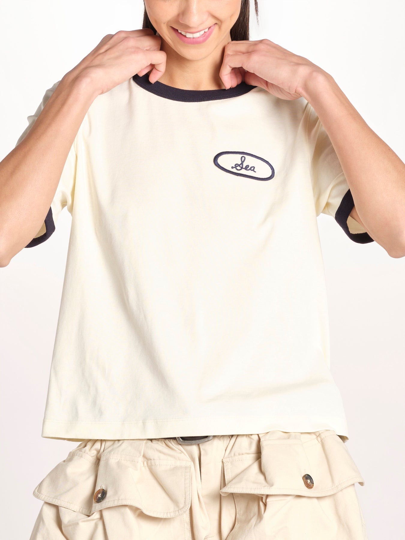 tshirt con profilo a contrasto 033 WHITE sea ny 