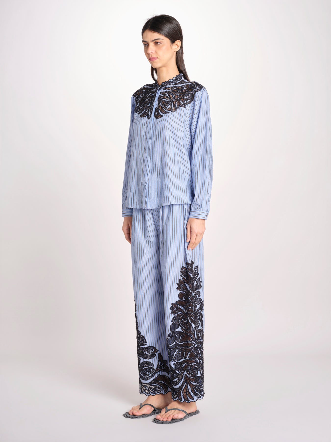 camicia a righe con ricamo 057 MULTI sea ny 