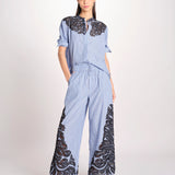 pantalone a righe con ricamo 058 MULTI sea ny 