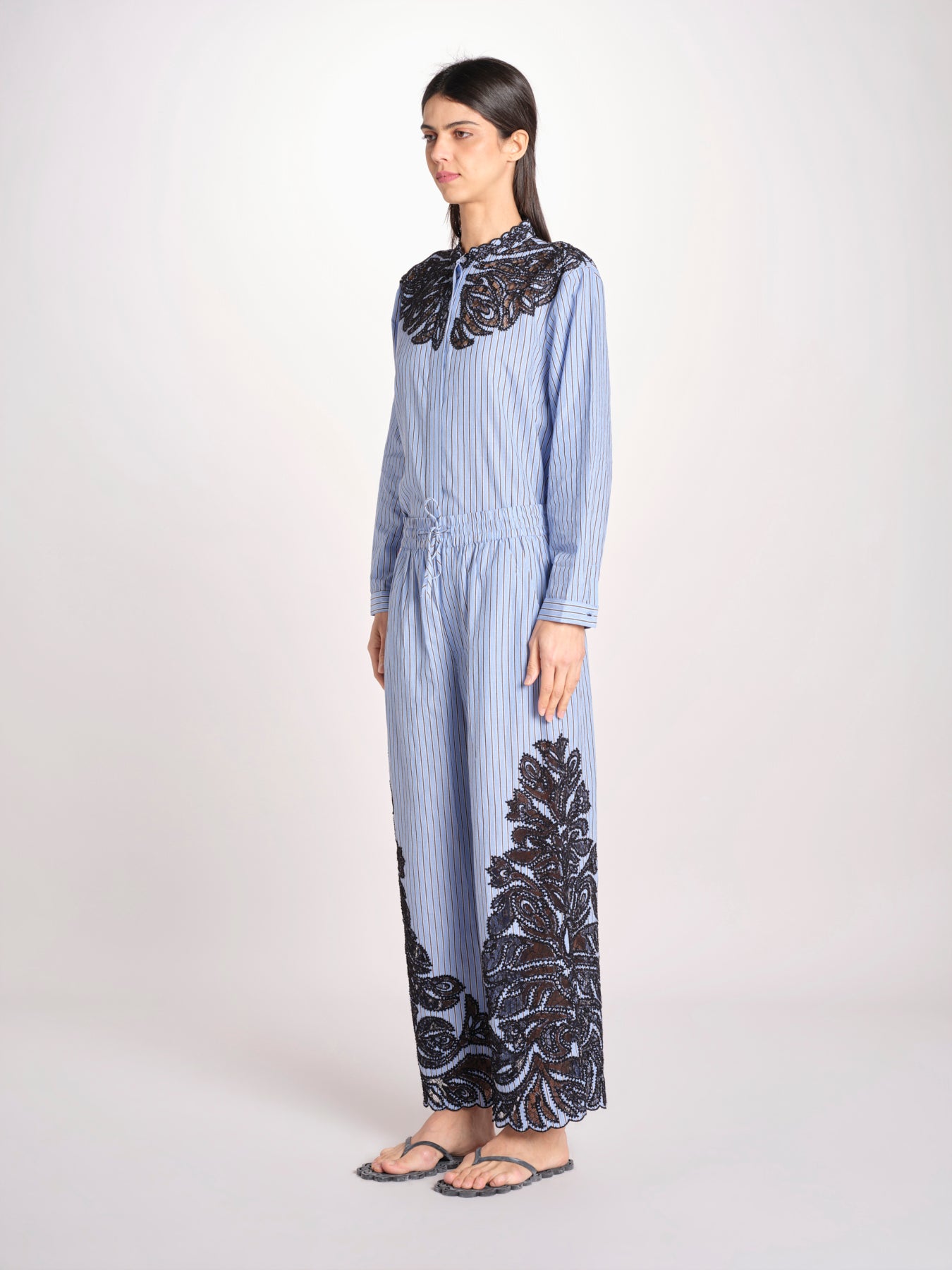 pantalone a righe con ricamo 058 MULTI sea ny 
