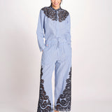 pantalone a righe con ricamo 058 MULTI sea ny 
