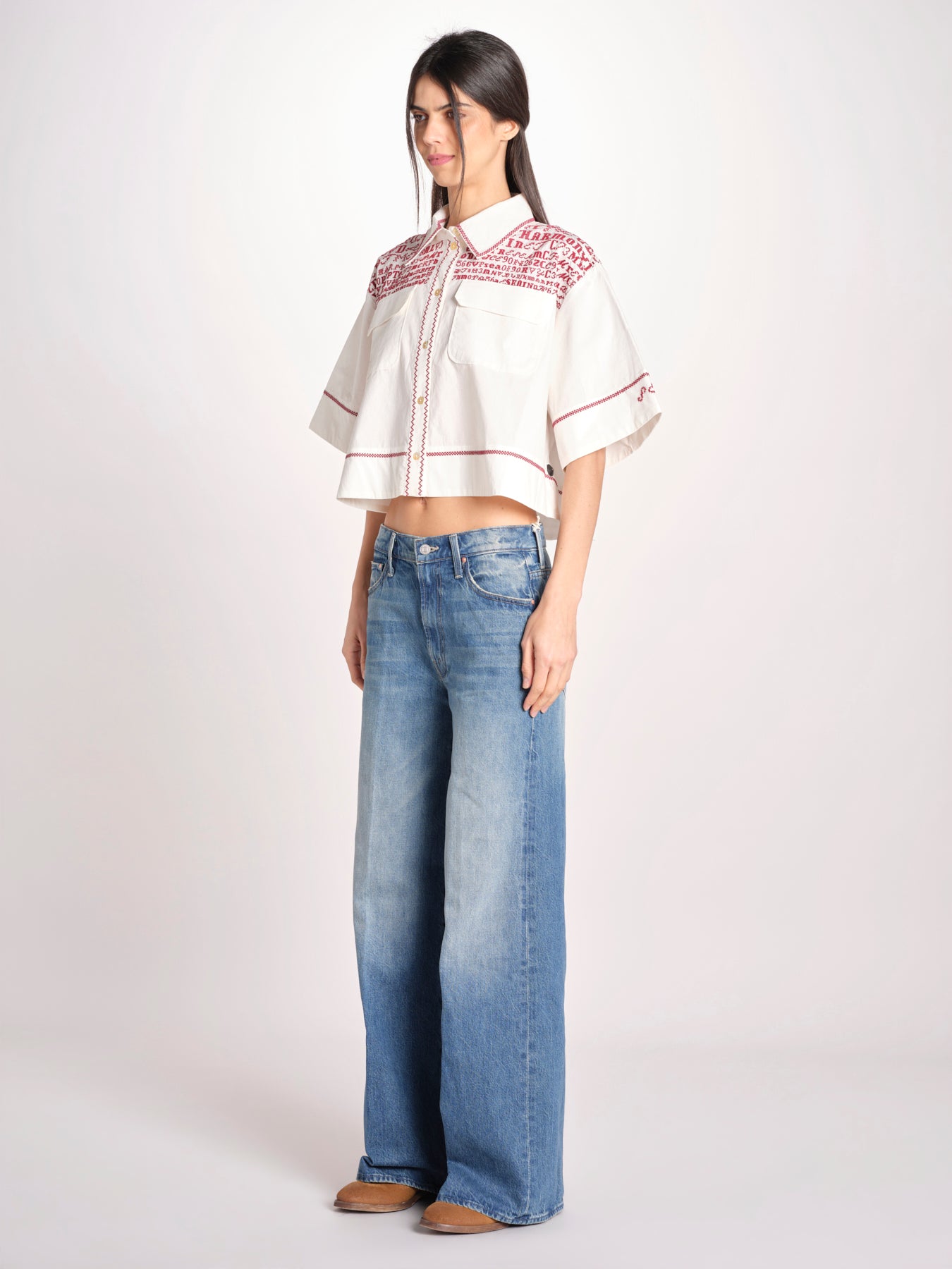 camicia m/c a punto croce 074 WHITE sea ny 