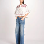 camicia m/c a punto croce 074 WHITE sea ny 