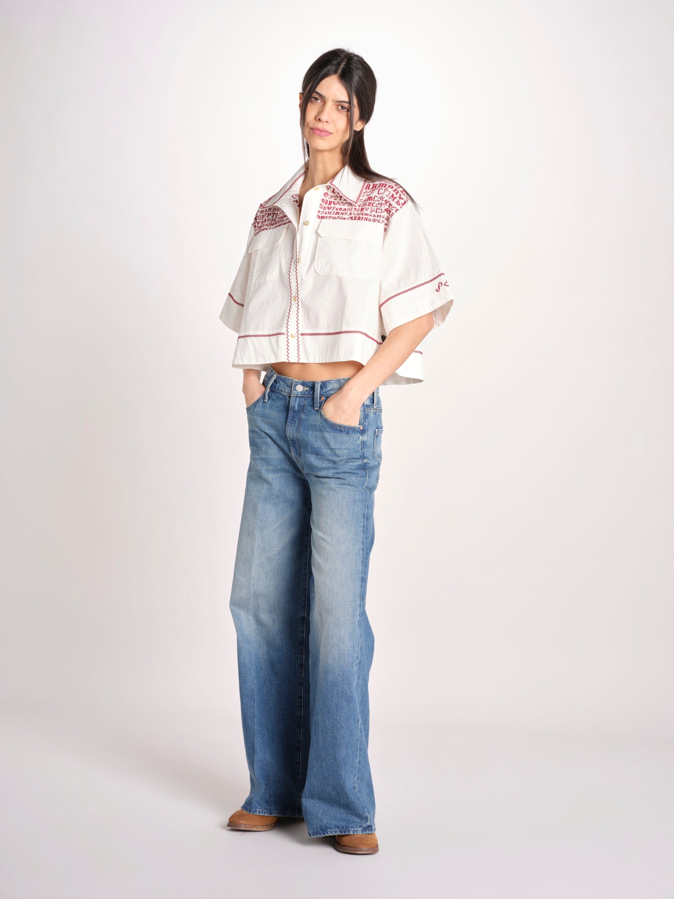 camicia m/c a punto croce 074 WHITE sea ny 
