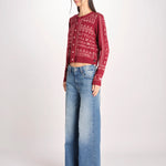 Cardigan con ricamo punto croce 076 BURGUNDY sea ny 
