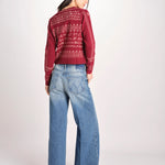 Cardigan con ricamo punto croce 076 BURGUNDY sea ny 