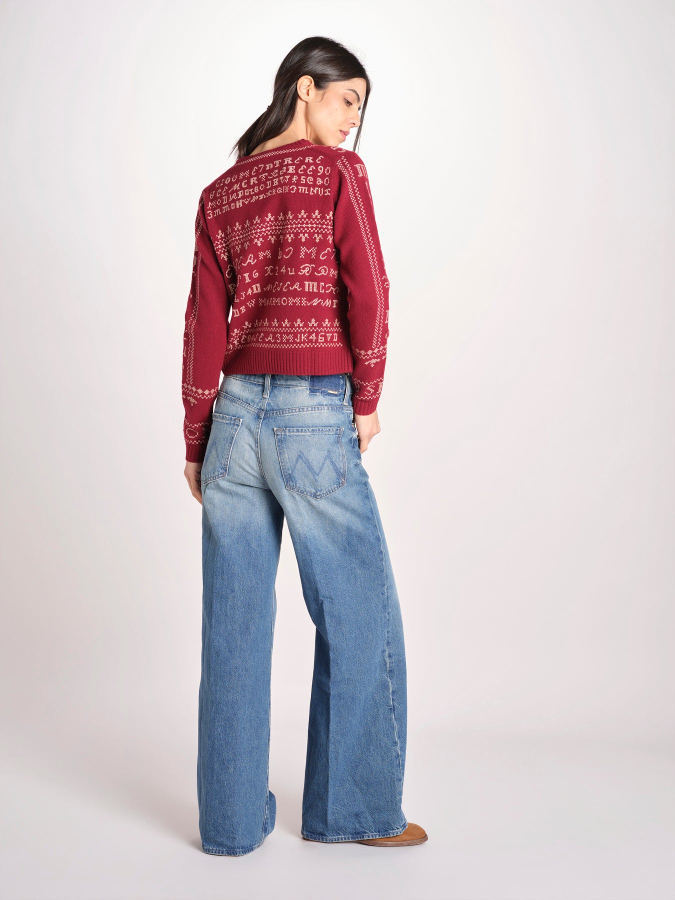 Cardigan con ricamo punto croce 076 BURGUNDY sea ny 