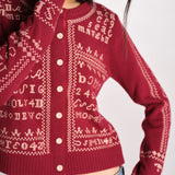 Cardigan con ricamo punto croce 076 BURGUNDY sea ny 