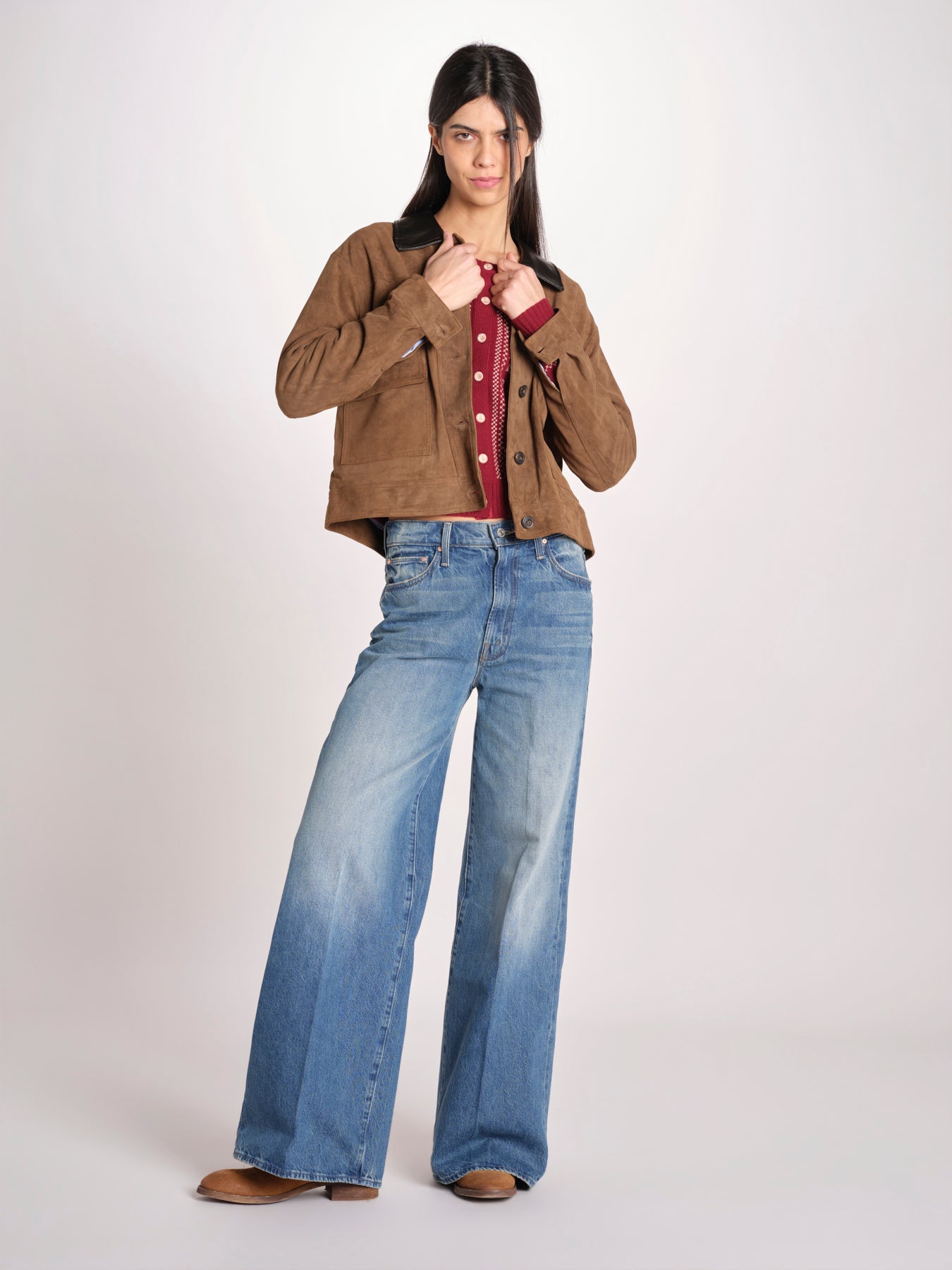 Cardigan con ricamo punto croce 076 BURGUNDY sea ny 