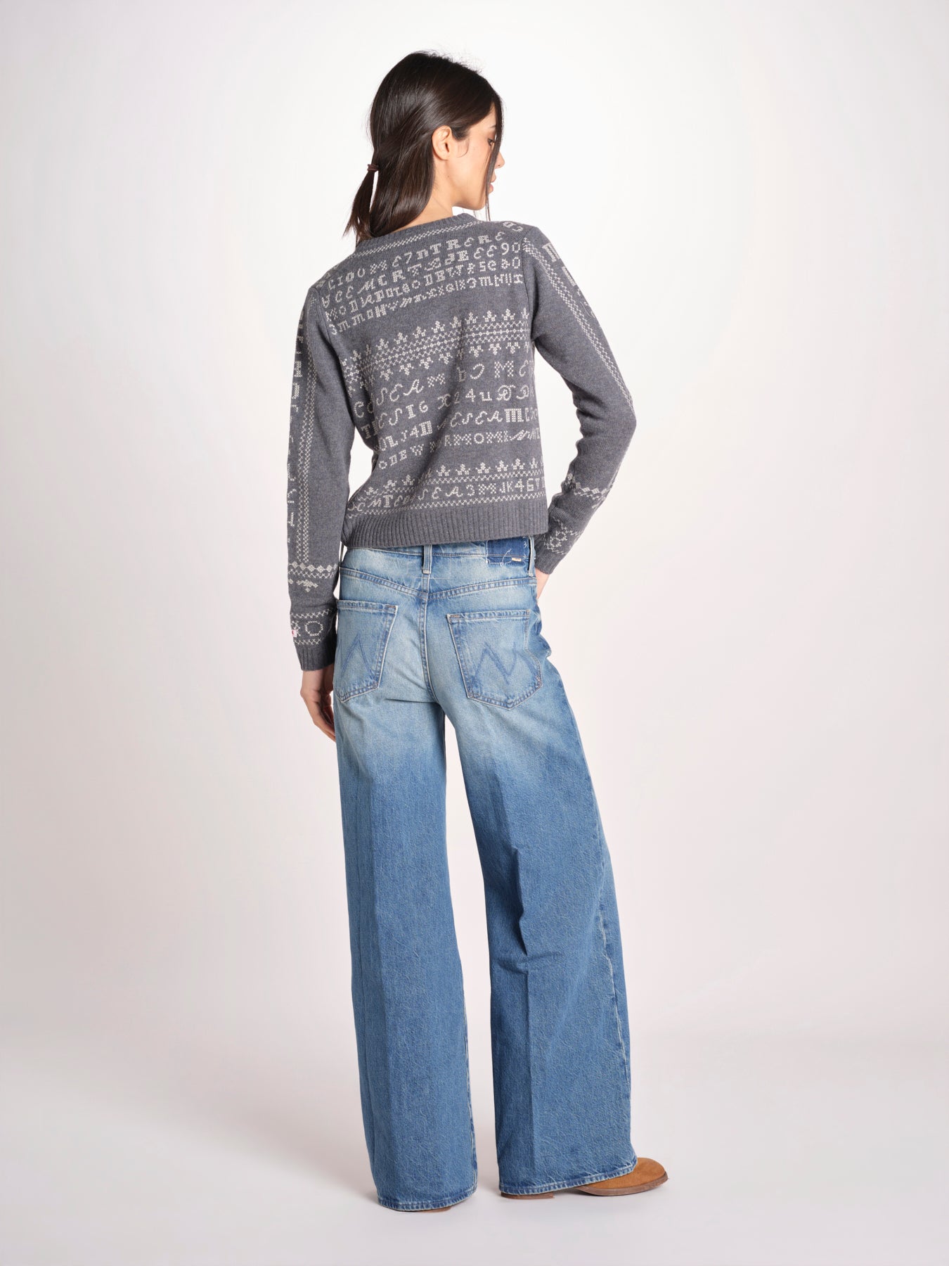 cardigan con ricamo punto croce 076 CHARCOAL sea ny 