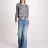cardigan con ricamo punto croce 076 CHARCOAL sea ny 