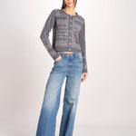 cardigan con ricamo punto croce 076 CHARCOAL sea ny 