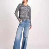 cardigan con ricamo punto croce 076 CHARCOAL sea ny 